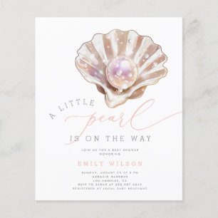 Budget Watercolor Little Pearl Baby Shower Inbjuda