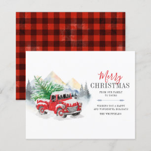 Budget Watercolor Red Lastbil God jul