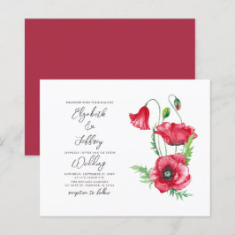 Budget Watercolor Red Poppy Wedding-inbjudan