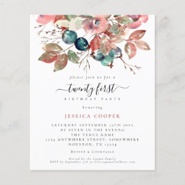 Budget Watercolor Rosa Blommigt 21:a födelsedagen 