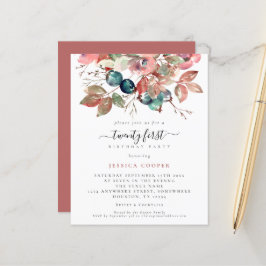 Budget Watercolor Rosa Blommigt 21:a födelsedagen