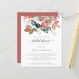 Budget Watercolor Rosa Blommigt Möhippa Inbjudan