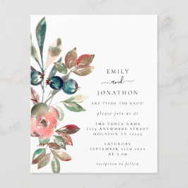 Budget Watercolor Rosa Blommigts Wedding bjudning