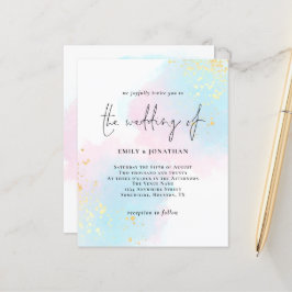 Budget Watercolor Rosa Blue Wedding bjudande
