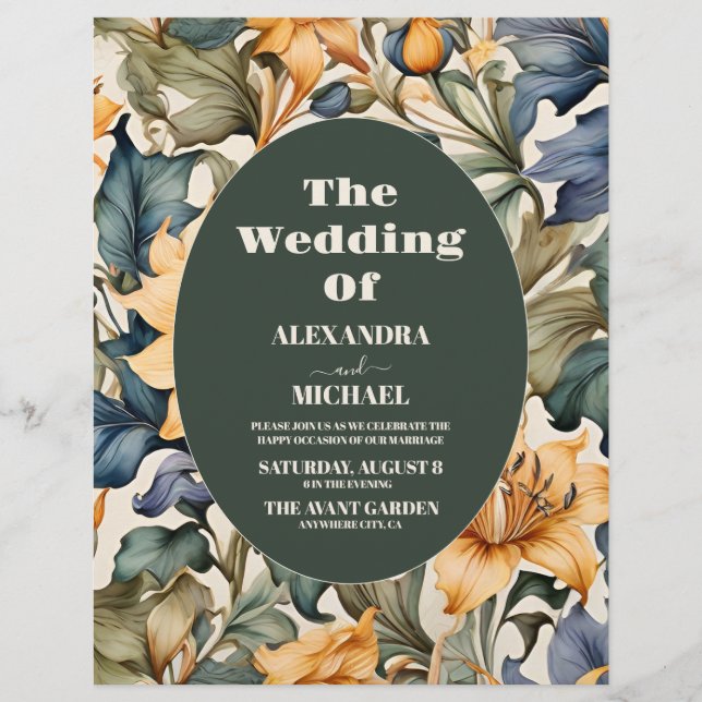 Budget Watercolor Solros Botanique Bröllop Reklamblad (Framsidan)