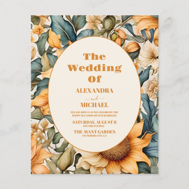 Budget Watercolor Solros Bröllop (Framsida)