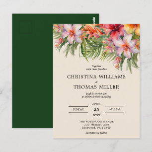 Budget Watercolor Tropical Wedding bjudande Vykort