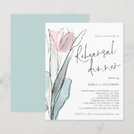 Budget Watercolor Tulip Rehearsal Dinner Inbjudan