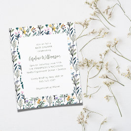 Budget Watercolor Vildblomma Baby Shower Inbjudan