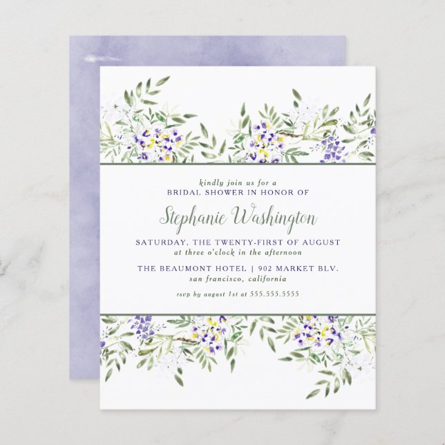 Budget Watercolor Wisteria Möhippa (Fram/baksida)