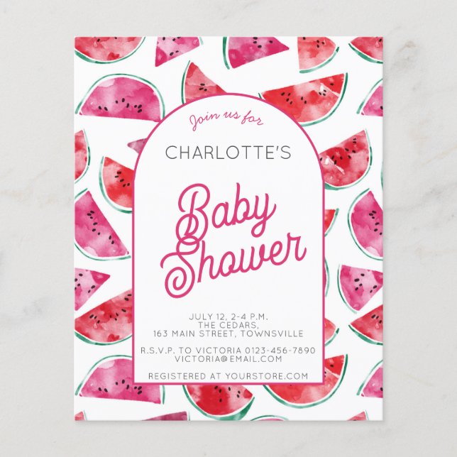 Budget Watermelon Baby Shower-inbjudan (Framsida)