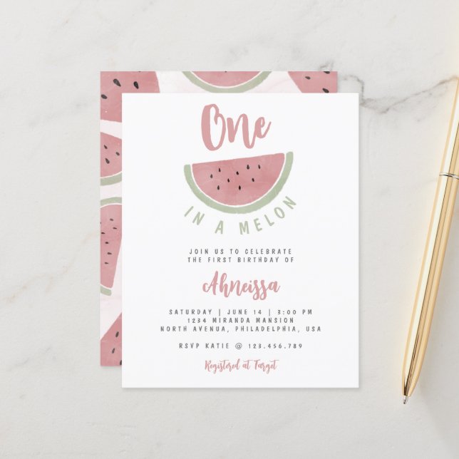 Budget Watermelon One i Melon Första födelsedag (Fram/Back In Situ)