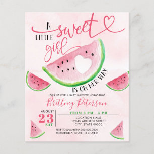 Budget Watermelon Rosa Baby Shower-inbjudan