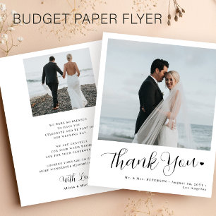 Budget wedding 2 photo minimalist thank you flygblad