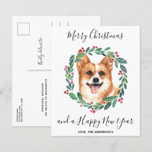 Budget Welsh Corgi Hund Merry Christmas Postkort