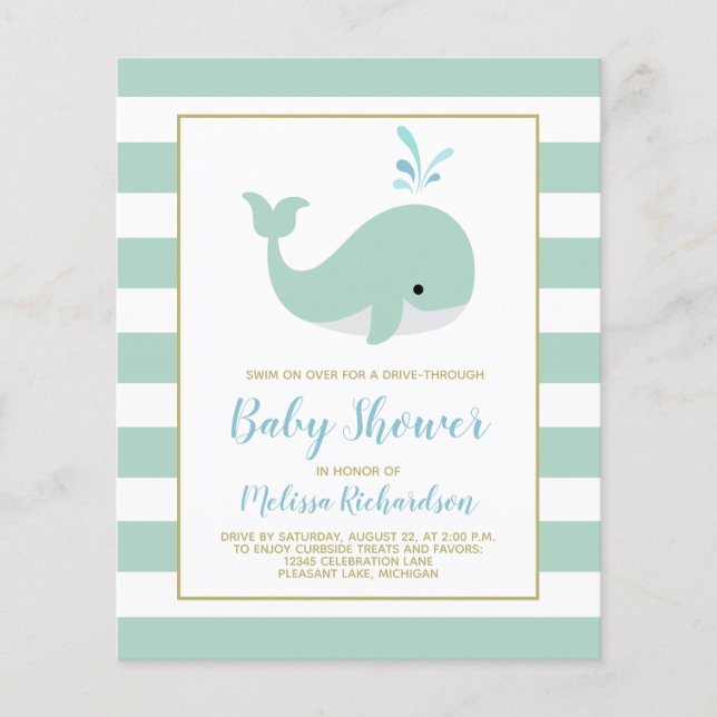 Budget Whale Drive by Baby Shower-inbjudan (Framsida)