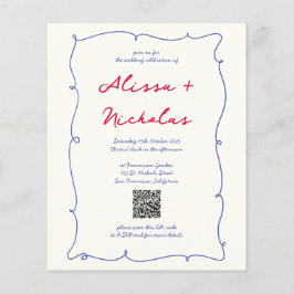 Budget Whimsic Colorful Monogram QR-kod Bröllop
