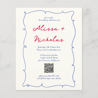 Budget Whimsic Colorful Monogram QR-kod Bröllop