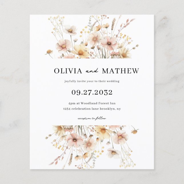 BUDGET Whimsic Rustic Meadow Wildblomma Bröllop (Framsida)
