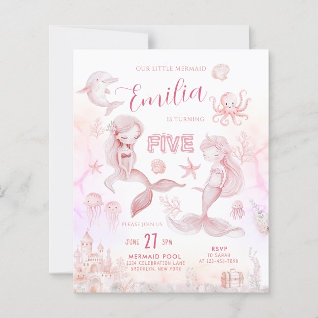 BUDGET Whimsical Drömmig Rosa Hav Sjöröding Födels (Framsida)