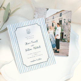 Budget Whimsical Retro Blå Ränder Bröllop