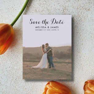 Budget Whimsical Script Foto Spara Datumet Meddelande Vykort