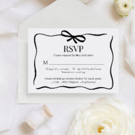 BUDGET Whimsical Svart Flibbons Bröllopsmeny Rsvp Tilläggskort