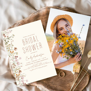 Budget Whimsical Wildflower Bröllopsdusch Foto Flygblad