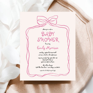 Budget Whimsiky Quirky Rosa Bow Baby Shower Flygblad