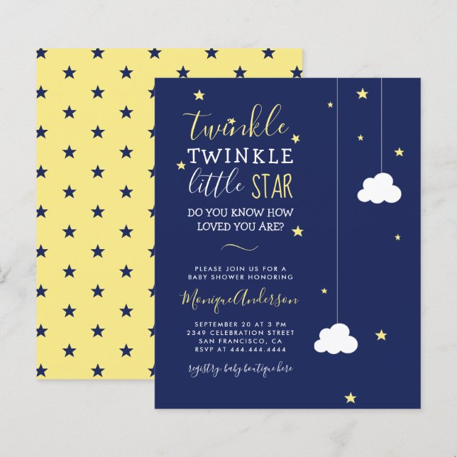 Budget Whimsique Twinkle Little Star Baby Shower (Fram/baksida)