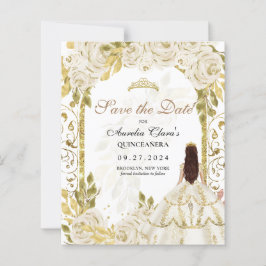 BUDGET White Blommigt Princess Guld Arch Quinceane