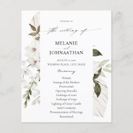Budget White Boho Blommigt Bröllop Ceremony Flygblad