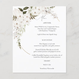 Budget White Boho Blommigt Menu Flygblad