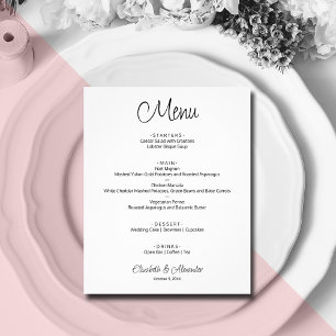 Budget White Bröllop Menu Flygblad