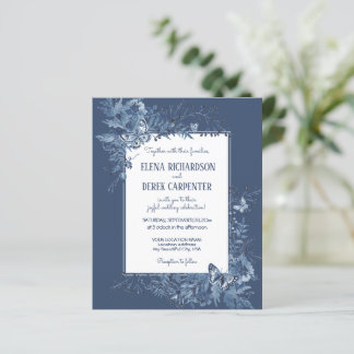 Budget White Dusty Blue Wildblomma Blommigt Bröllo