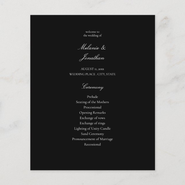 Budget White Elegant bröllop Ceremony - Black Flygblad (Framsidan)