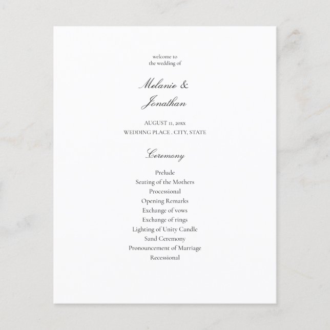 Budget White Elegant bröllop Ceremony Flyer (Framsidan)