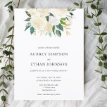 Budget White Flowers Boho Bröllop Inbjudan Vykort<br><div class="desc">Inbjudan till elegant bröllop innehåller en arrangemang av vita blommor och grön. Det är en inbjudan till POSTCARD,  det innehåller inte kuvert.</div>