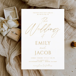 Budget White Guld Bröllop Modern Typografi