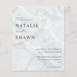 Budget White Marble Bröllop Flygblad