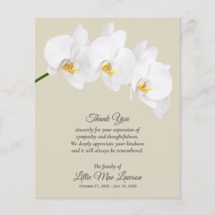 Budget White Orchid Funeral Memorial Tack Flygblad