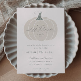 Budget White Pumpkin Fall Baby Shower-inbjudan