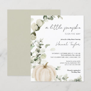 Budget White Pumpkin Fall Baby Shower-inbjudan