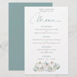 Budget White Pumpkins Blommigtar Bröllop Menu