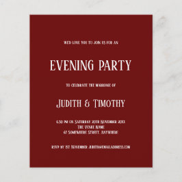 Budget White Text Burgundy Evening Party Inbjudan