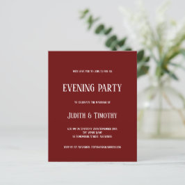Budget White Text Burgundy Evening Party Inbjudan