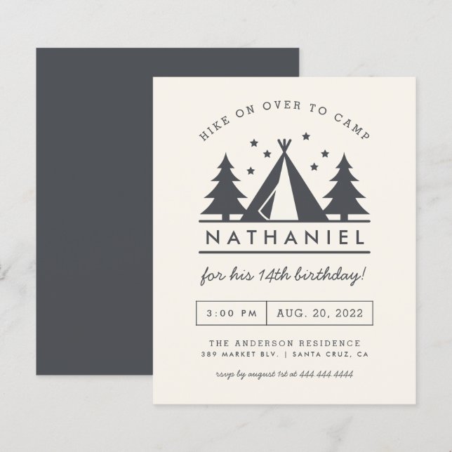 Budget Wigwam i Skogen Birthday Camp Party (Fram/baksida)