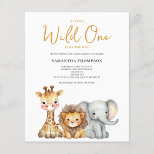 Budget Wild One Safari Bebis Shower Inbjudan Flygblad