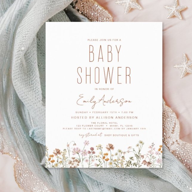 Budget Wildblomma Boho Baby Shower-inbjudan (Skapare uppladdad)