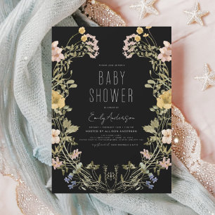 Budget Wildblomma Boho Baby Shower-inbjudan Flygblad